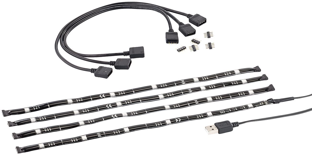 Lunartec Innenbeleuchtung TV-Hintergrundbeleuchtung RGB 4 Leisten USB