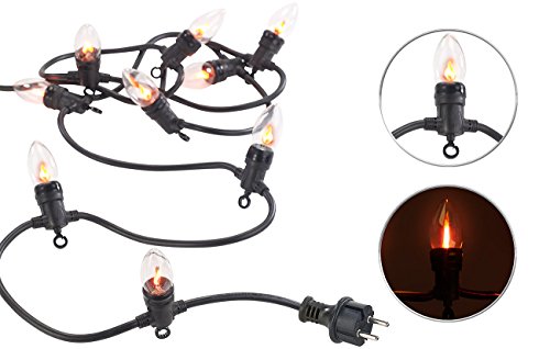 Lunartec Licht-Dekoration Flacker-Lichterkette 10x E14 4,2 m IP44