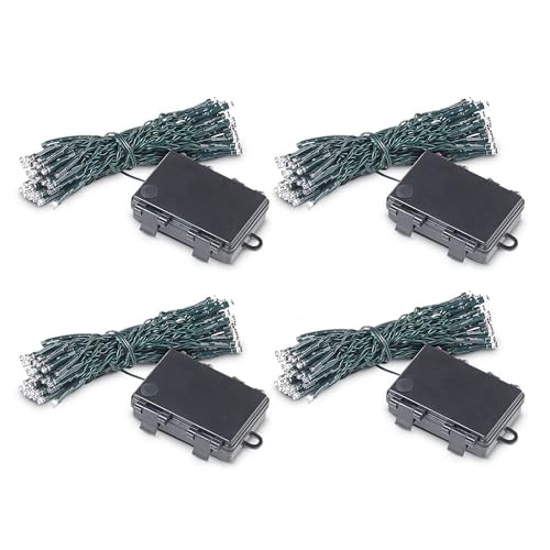 Lunartec Lichterkette Batterie 50 LED warmweiß 5m 4er-Set Timer