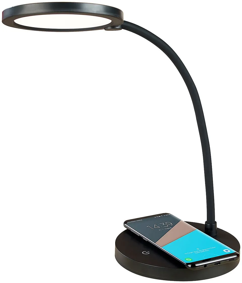 Lunartec Innenbeleuchtung COB Schreibtischlampe mit Qi-Ladestation