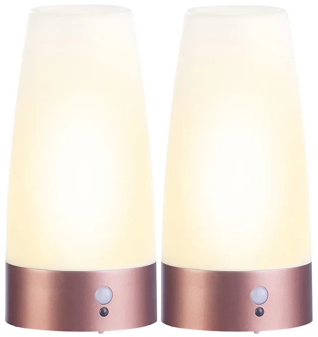 Lunartec Innenbeleuchtung LED Akku Tischlampe warmweiß PIR 2er-Set