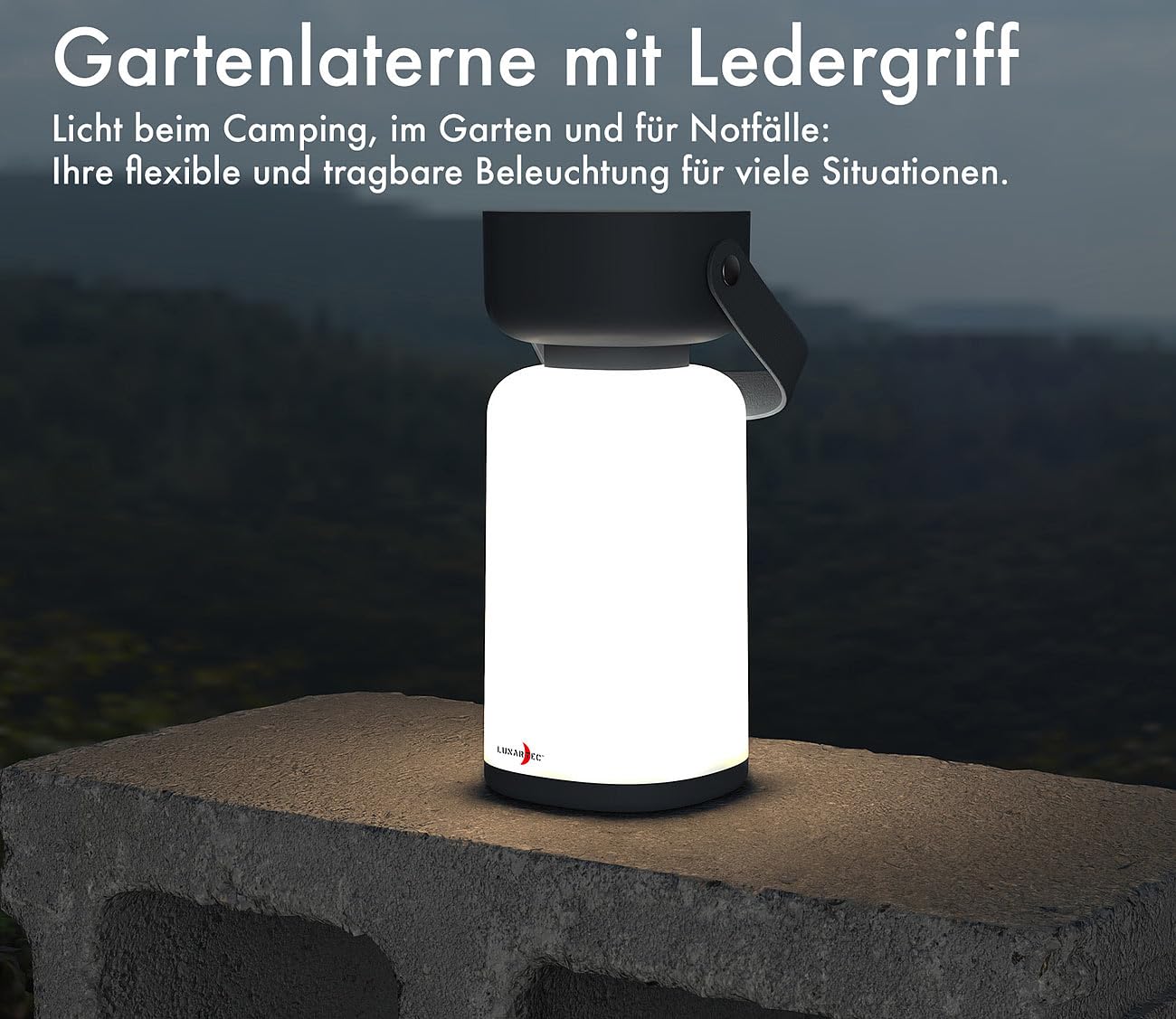 Lunartec Taschenlampen LED-Campingleuchte schwarz dimmbar