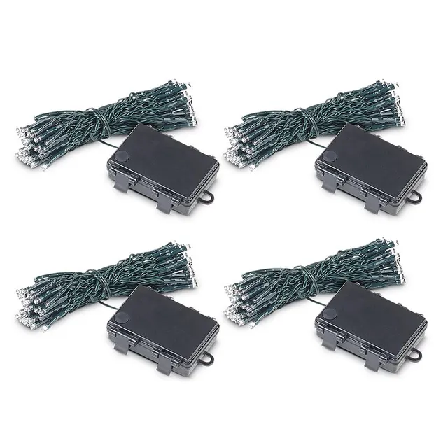 Lunartec Lichterkette Batterie 50 LED warmweiß 5m 4er-Set Timer