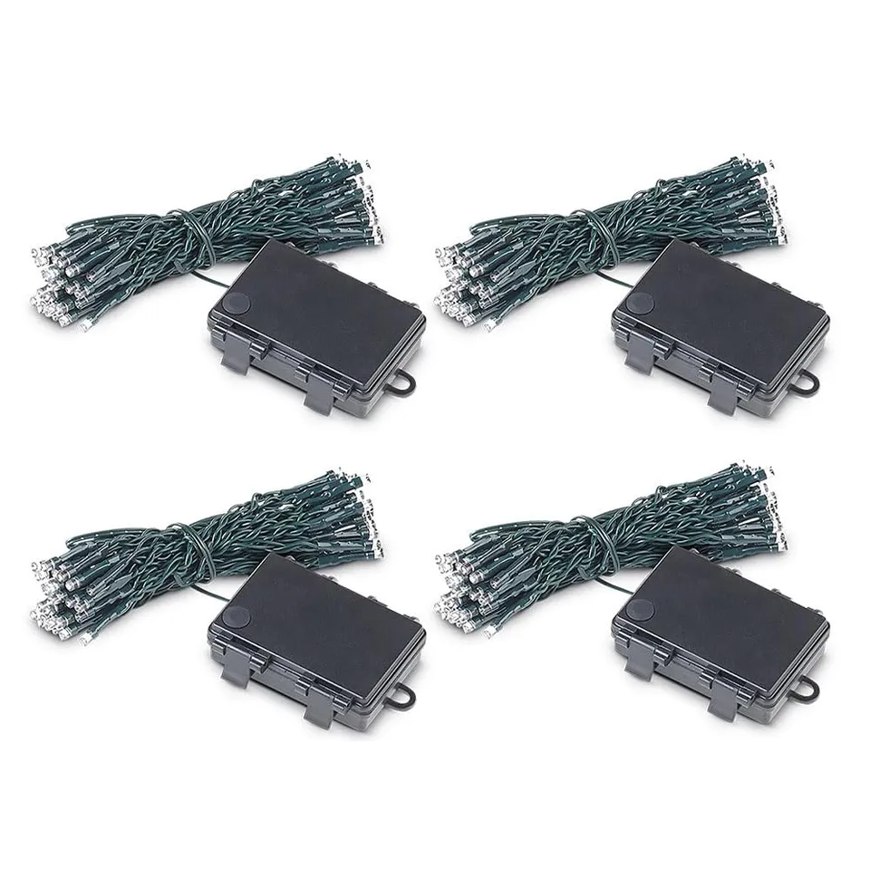 Lunartec Lichterkette Batterie 50 LED warmweiß 5m 4er-Set Timer