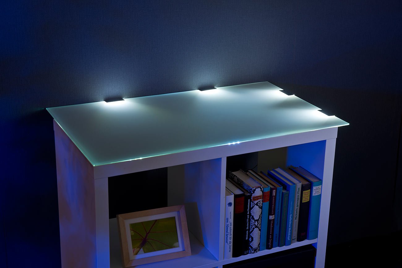 Lunartec Glasbodenbeleuchtung LED 4 Clips Tageslichtweiß