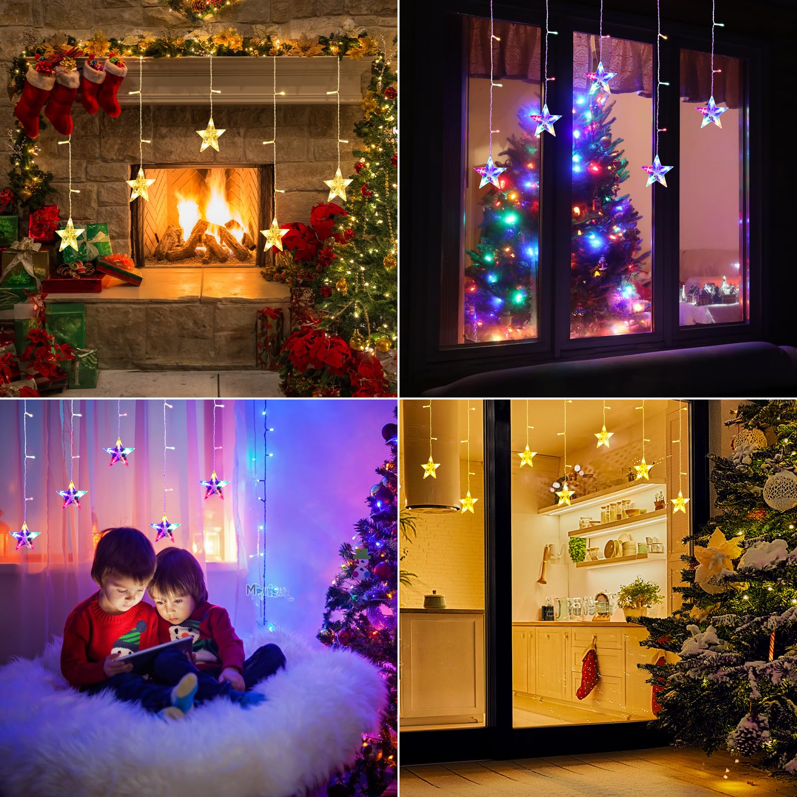 elktry Sterne Lichterkette 36 LED 5 Sterne warmweiß