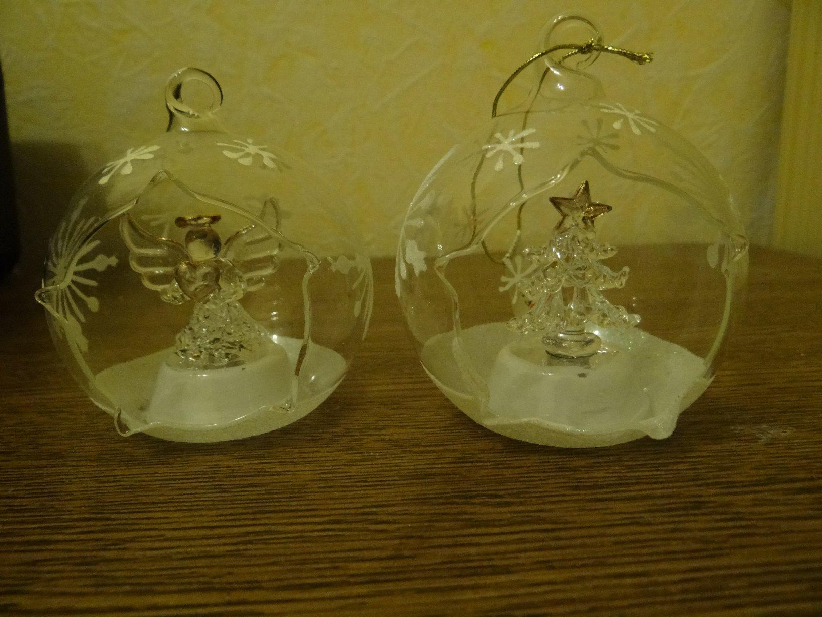 Lunartec Weihnachtskugeln LED-Glas 2er-Set Farbwechsel