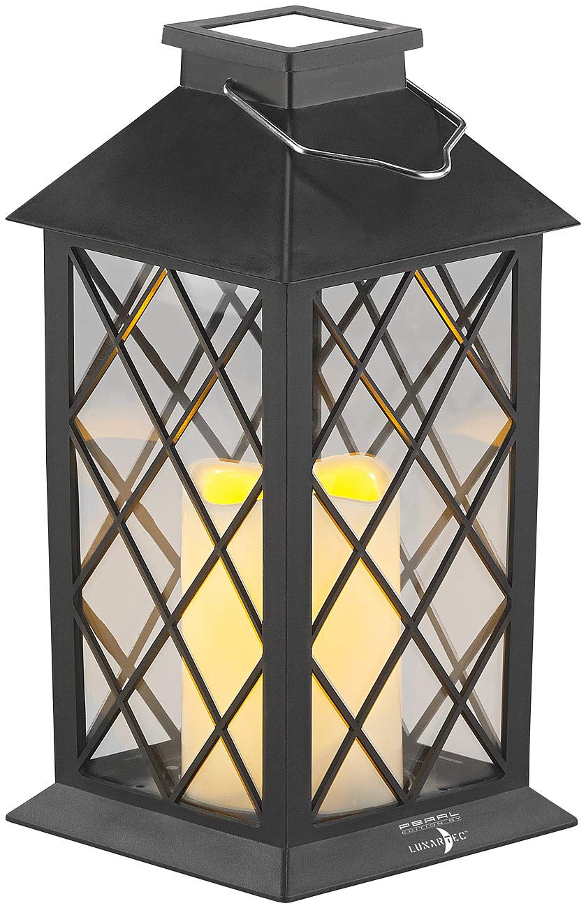 Lunartec Licht-Dekoration Solar-Laterne Flamme schwarz IP44