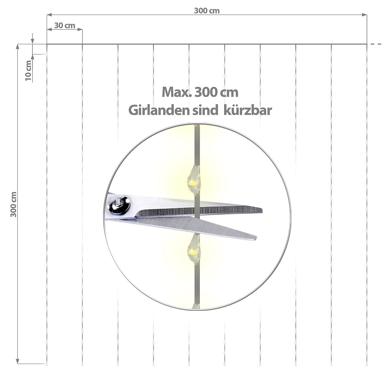 Lunartec Licht-Dekoration Lichtervorhang 300 LEDs warmweiß 2er-Set 3x3m