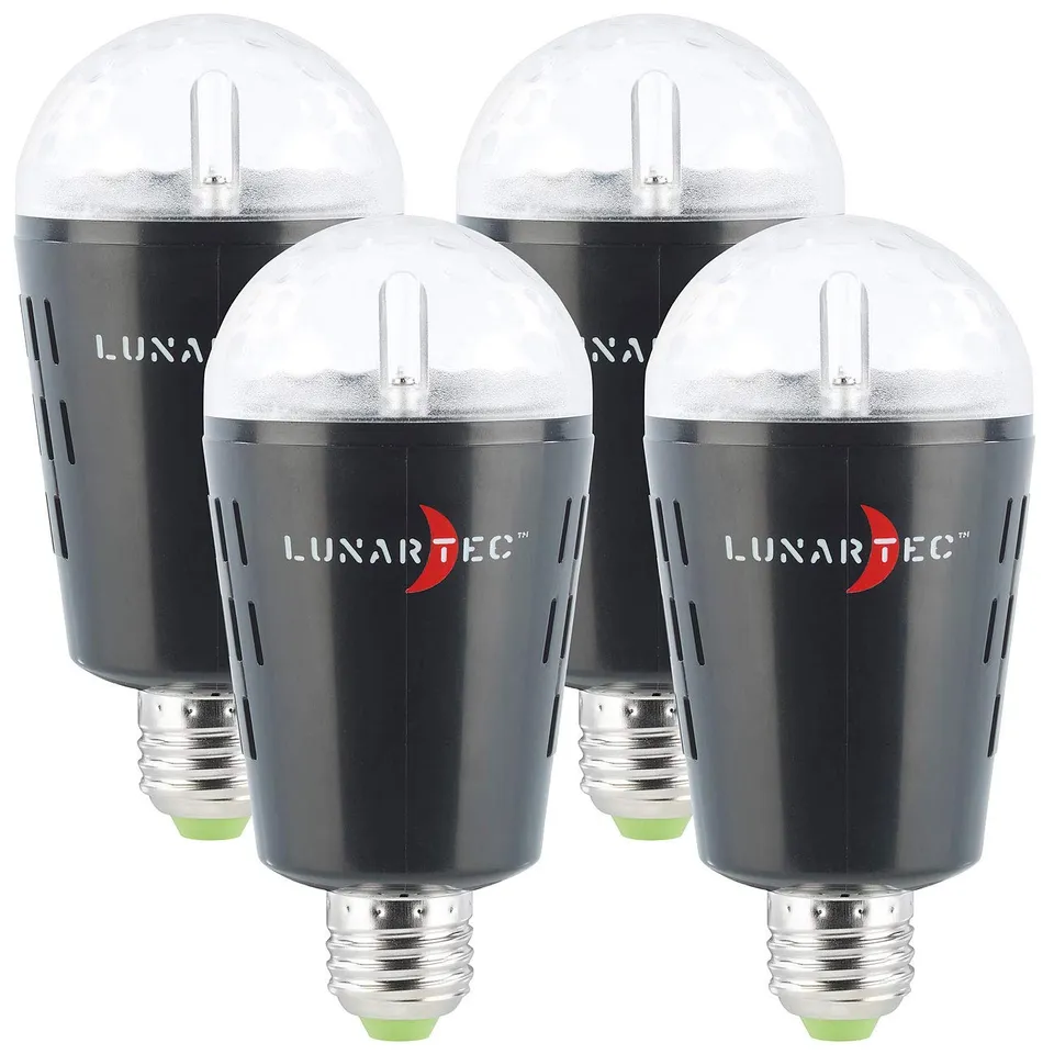Lunartec Leuchtmittel Disco Glühbirne E27 4er-Set farbig
