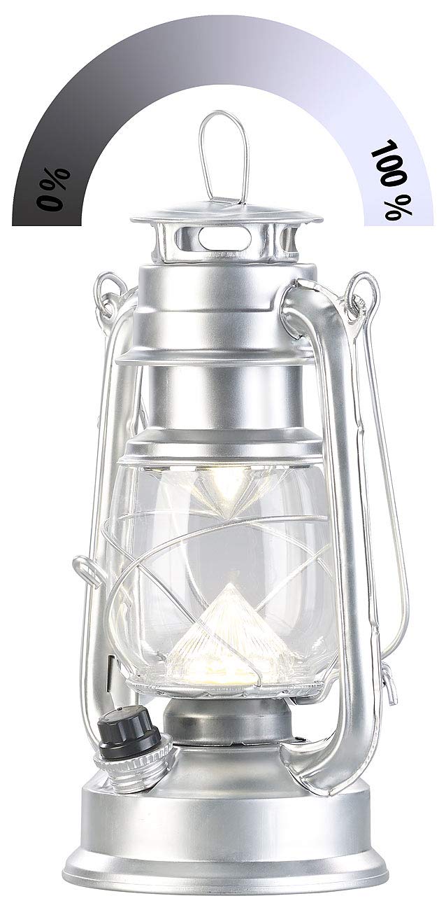 Lunartec Taschenlampen LED-Sturmlaterne Akku 200lm silbern