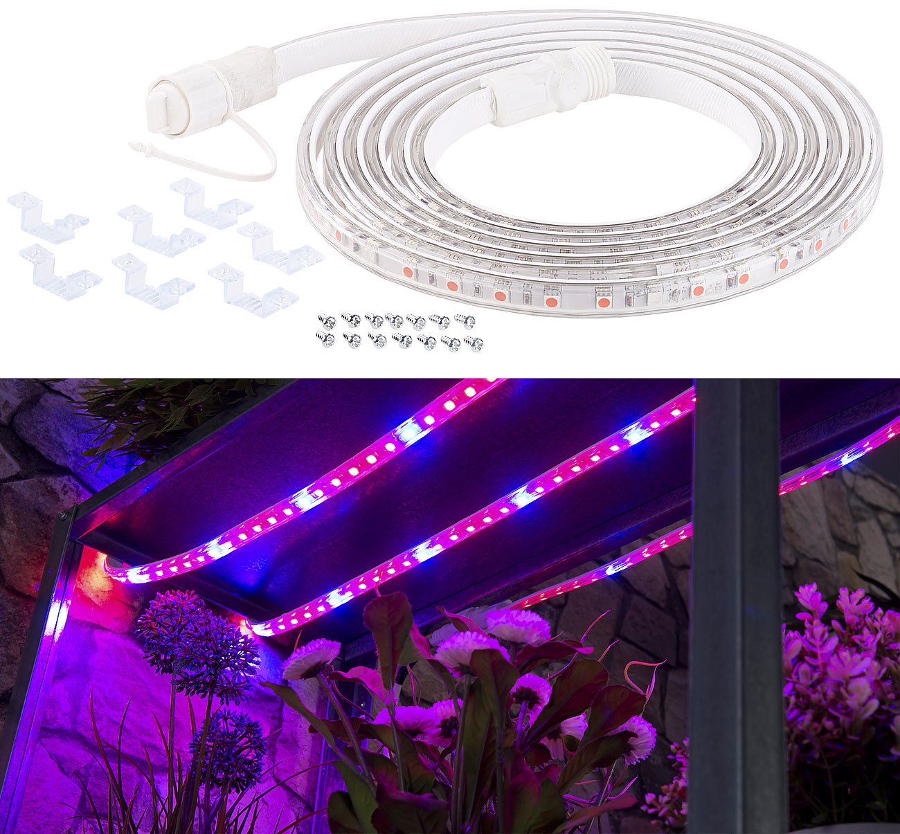 Lunartec Leuchtmittel LED-Pflanzenlicht Streifen 3 m rot-blau
