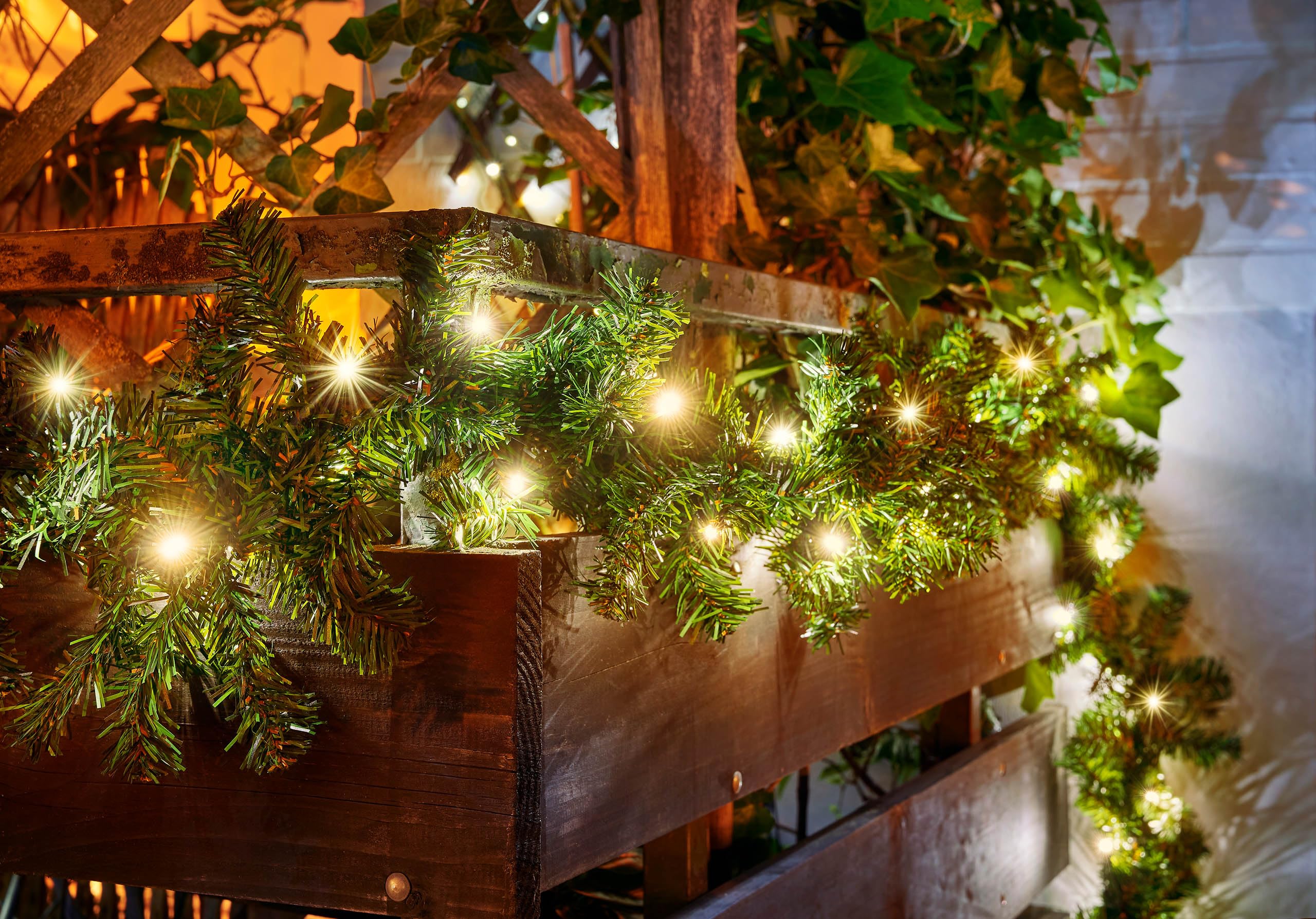 Bonetti LED Lichterketten Tannengirlande 5 m 80 LEDs warm-weiß