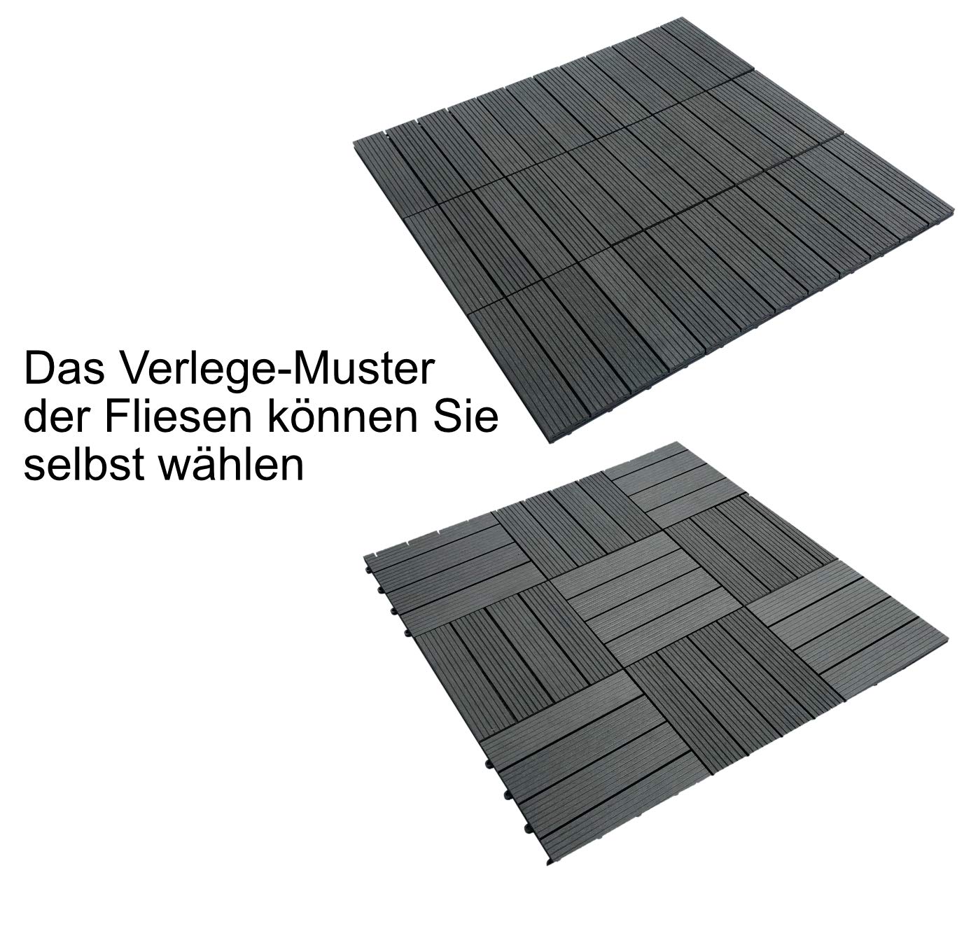 Bonetti WPC-Fliesen grau 30x30cm 11 Stück Terrassenfliese