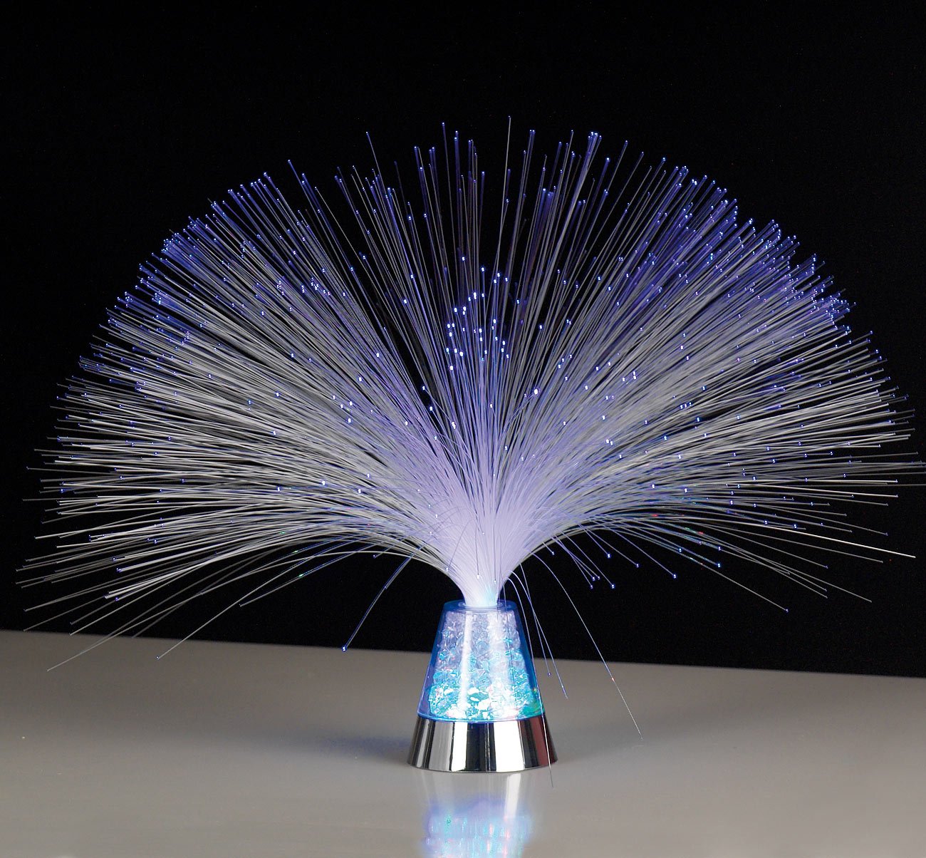 Lunartec Blue Ice Glasfaserlampe Deko-Leuchte batteriebetrieben 32 cm