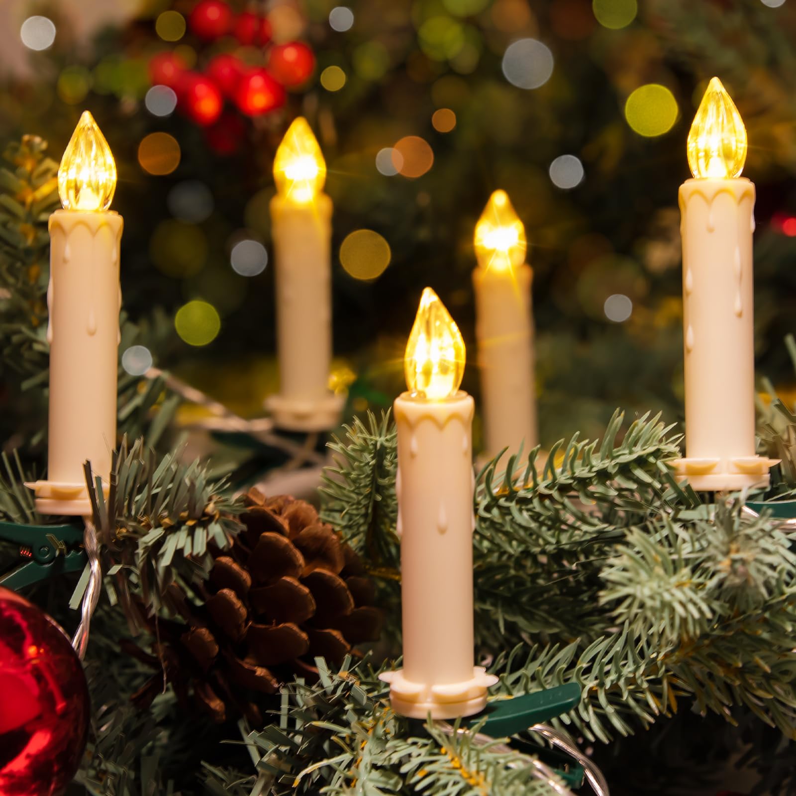 Koopower Candle Lights Lichterkette 10M 30 Kerzen mit Timer