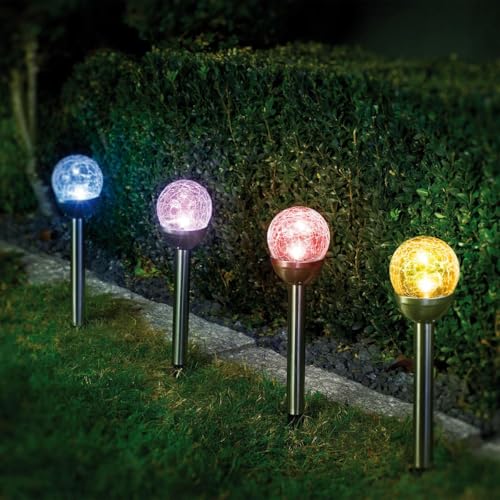 Bonetti Solar Lights Solarlampen 4er-Set RGBW Edelstahl