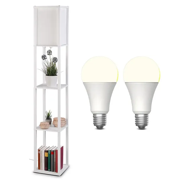 Lunartec Innenbeleuchtung Regal-Stehlampe Holz weiß E27 160 cm