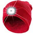 Lunartec Taschenlampen LED-Mütze rot aufladbar 8 LEDs