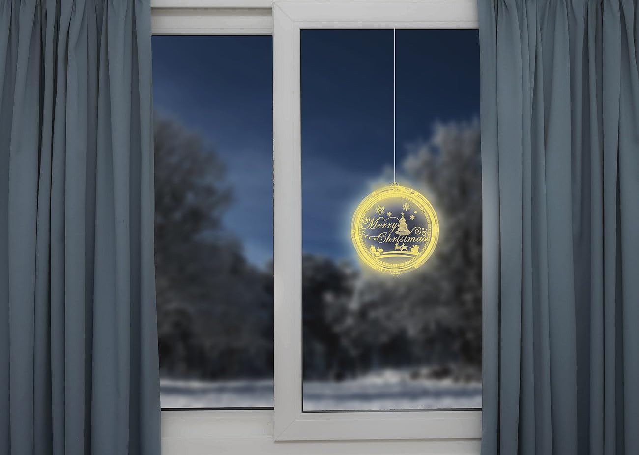 Lunartec Licht-Dekoration Fensterlicht Merry Christmas 26 LEDs Ø 16 cm