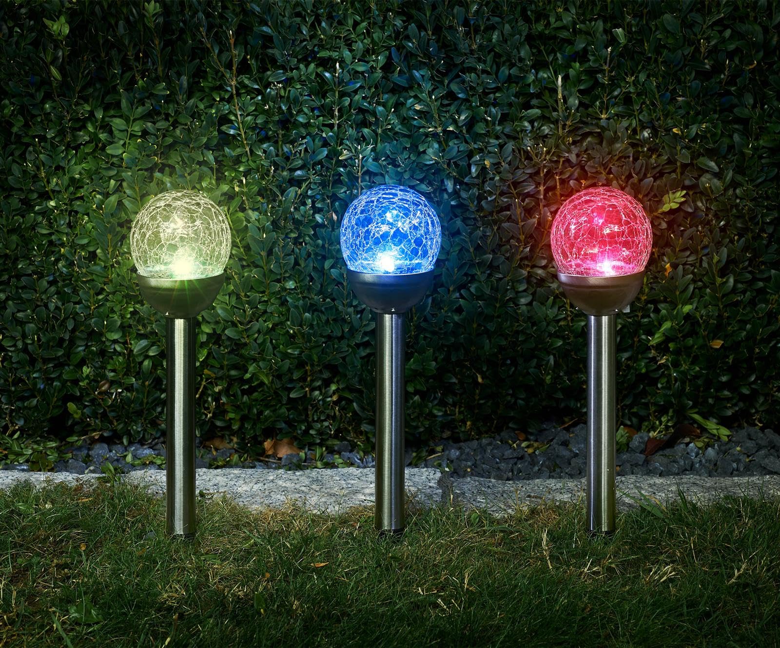 Bonetti Solar Lights Solarlampen 4er-Set RGBW Edelstahl