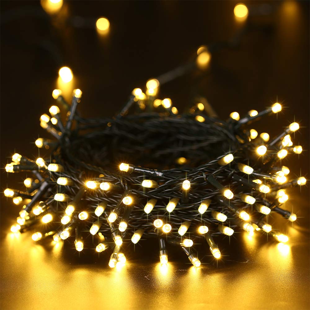 Qedertek Lighting Lichterkette 20m 200 LED warmweiß Batterie