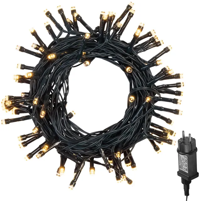 Lunartec Lichterkette 10m 100 LEDs Warmweiß Batterie Timer
