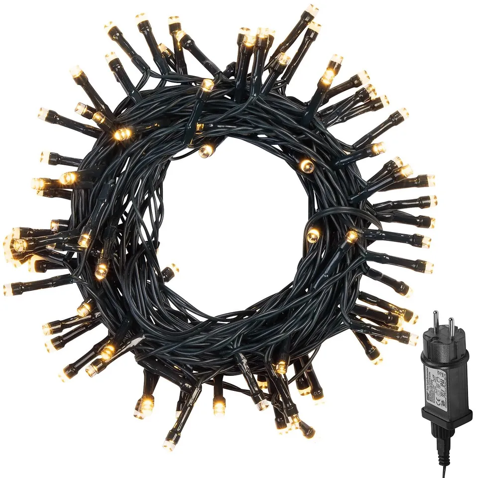 Lunartec Lichterkette 10m 100 LEDs Warmweiß Batterie Timer