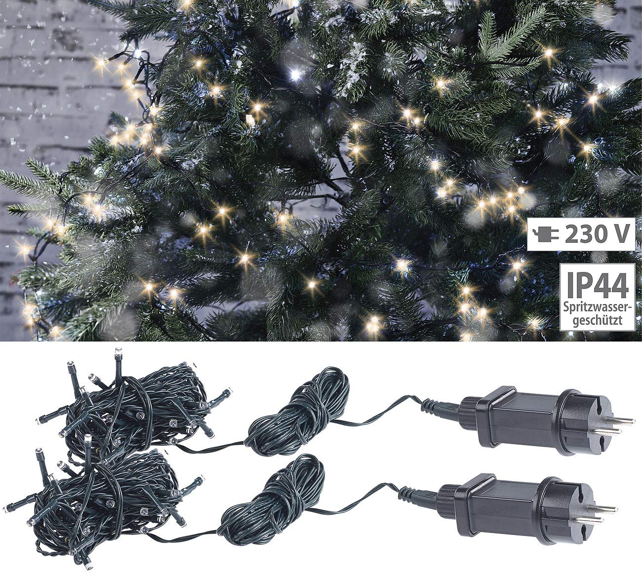 Lunartec LED-Lichterkette 40 LEDs warmweiß 4 m 2er-Set