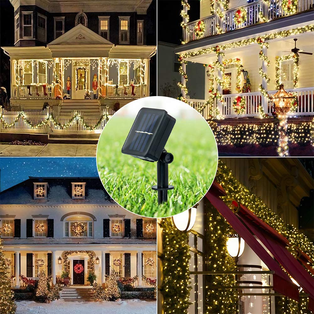 Bxroiu Lichterkette Solar 10m 100 LED warmweiß 2 Stück