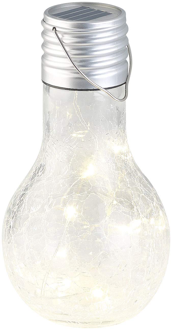 Lunartec Leuchtmittel Solar-Glühbirne Crackle 2er warmweiß
