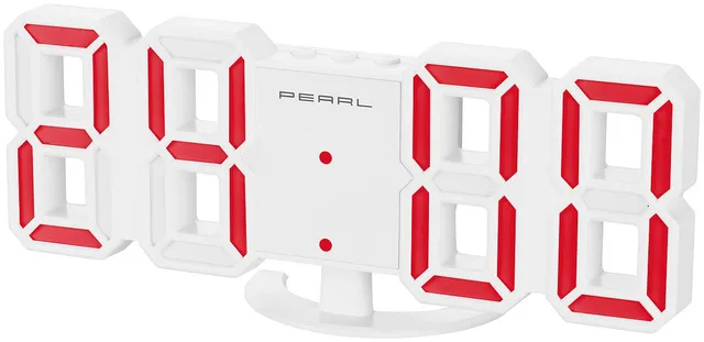 Lunartec LED-Uhren USB Tisch- Wanduhr weiß-rot mit Wecker