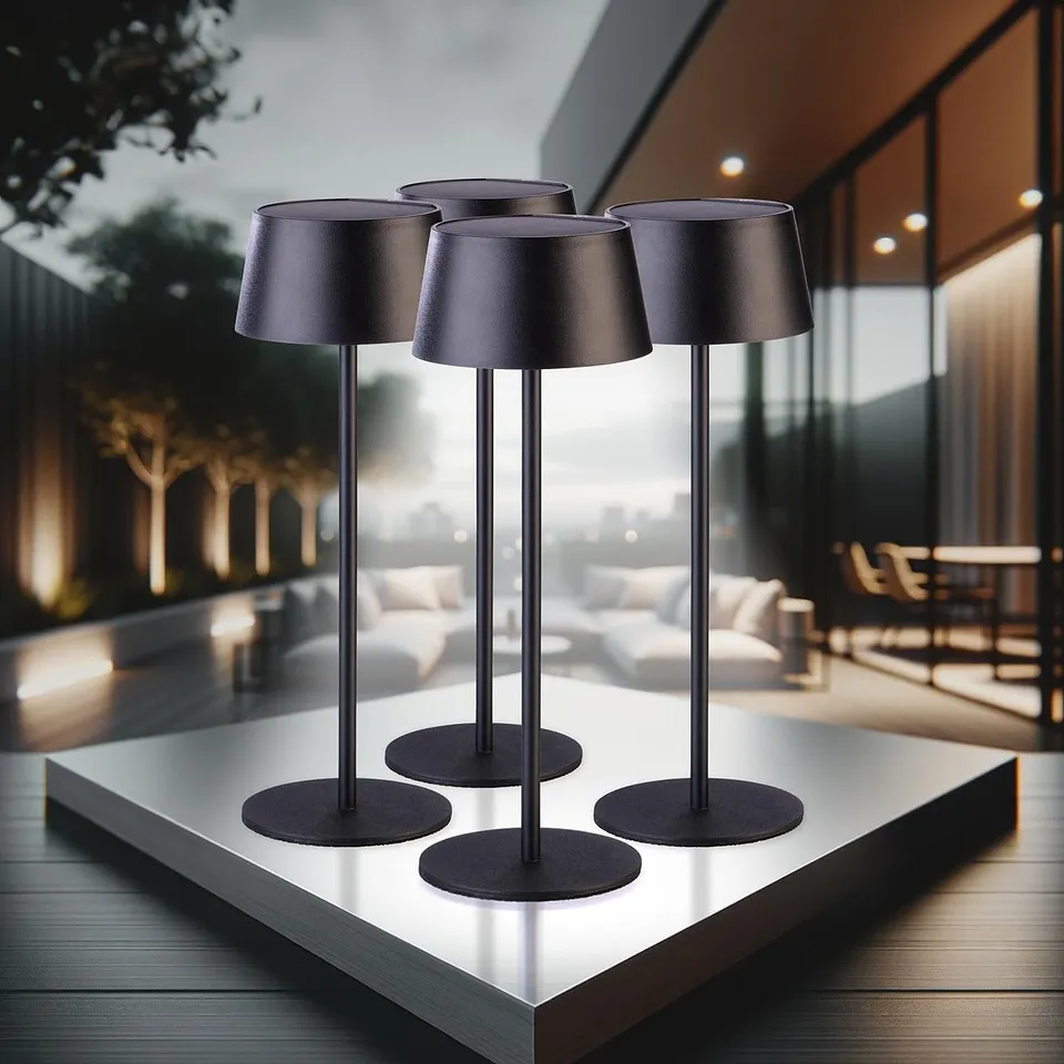 Lunartec Außenbeleuchtung Solar-Tischleuchten 4er-Set LED