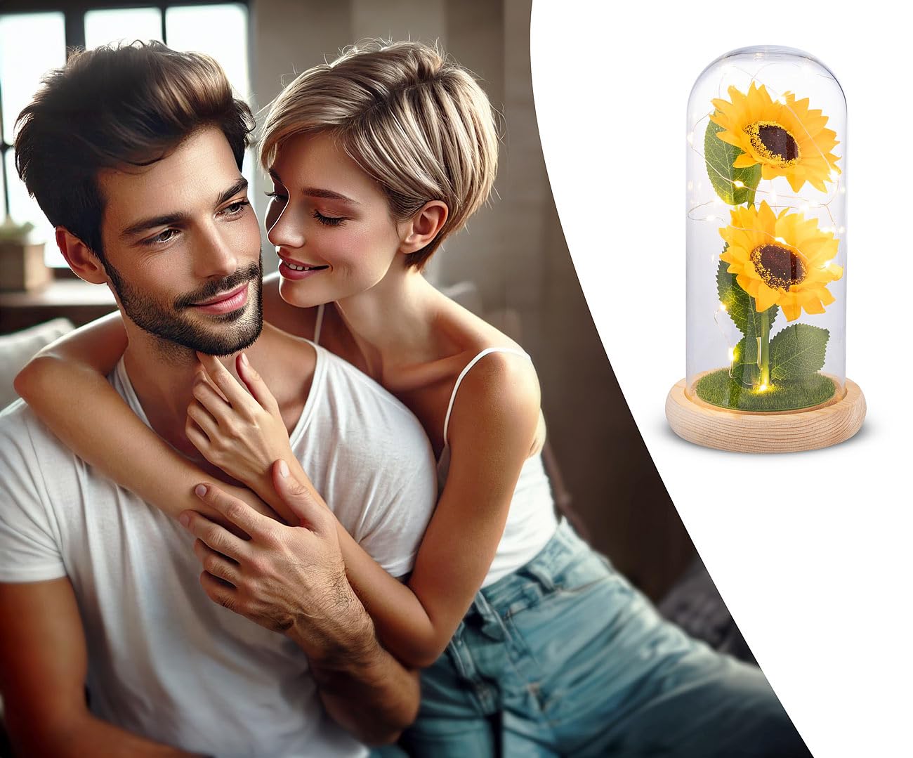 Lunartec Innenbeleuchtung Sonnenblumen Glas LED 21,5cm