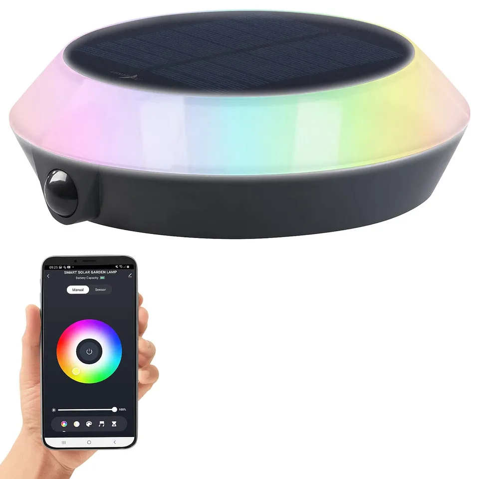 Lunartec Außenbeleuchtung Solarleuchte RGB-CCT mit Bewegungsmelder