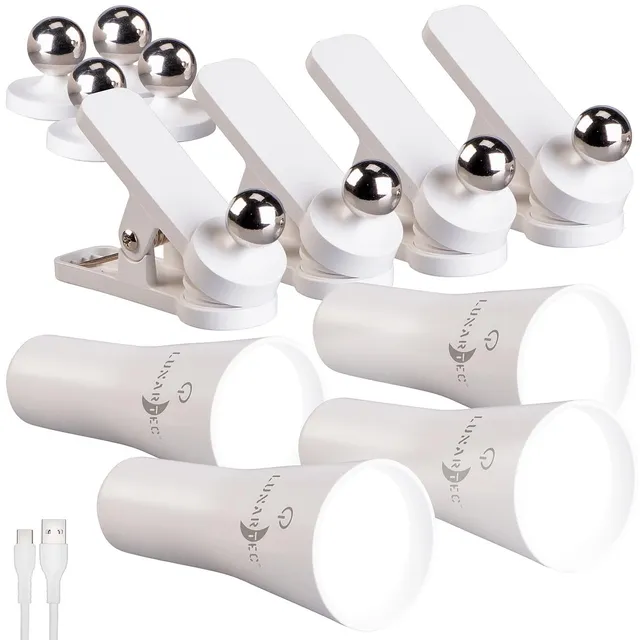 Lunartec Taschenlampen 3in1 Akku-Lampe weiß 4er-Set 150 lm