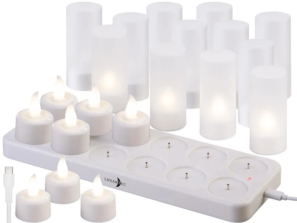 Lunartec Akku-LED-Teelichter Warmweiß 48er-Set