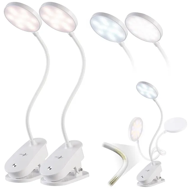 Lunartec Innenbeleuchtung Leselampe Akku Klemm 2er-Set 238 lm