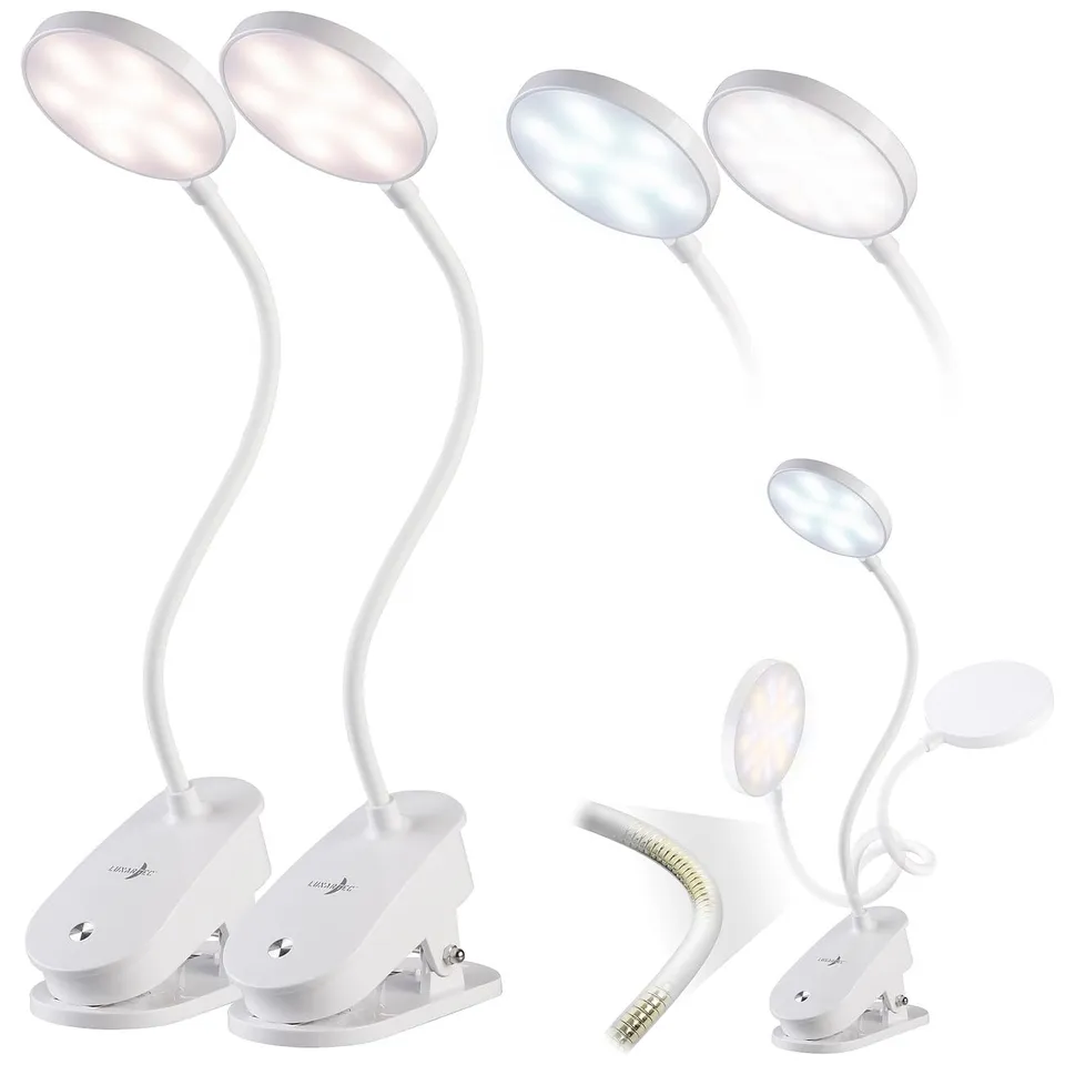 Lunartec Innenbeleuchtung Leselampe Akku Klemm 2er-Set 238 lm