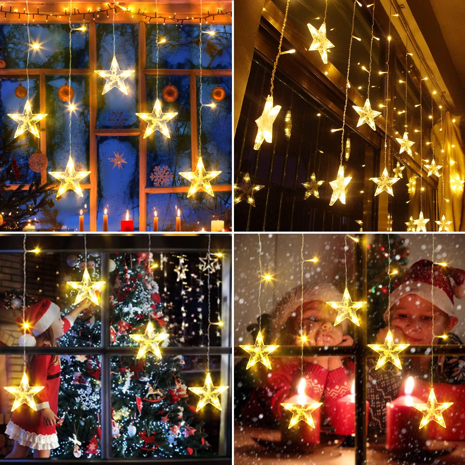 elktry Sterne Lichterkette 36 LED 5 Sterne warmweiß