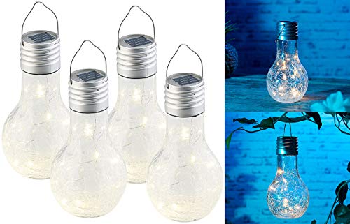 Lunartec Leuchtmittel Solar-Glühbirne Crackle warmweiß 4er-Set