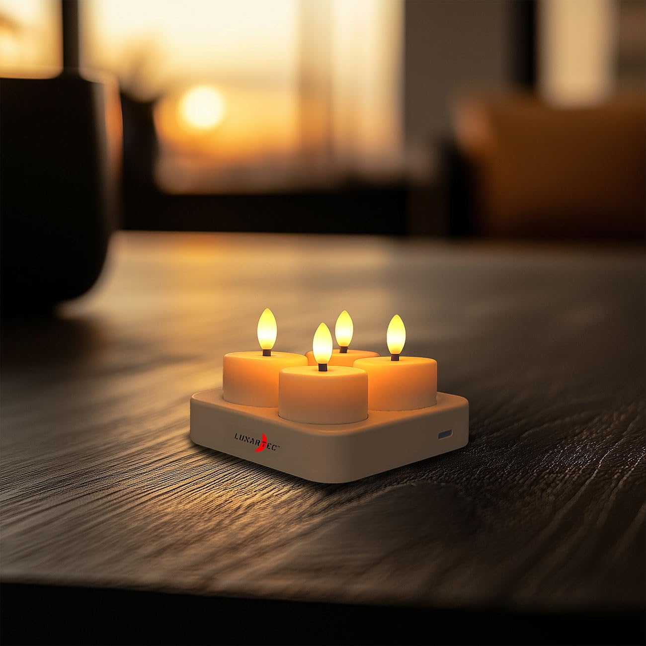 Lunartec 4er LED-Teelichter Akku Fernbedienung Timer
