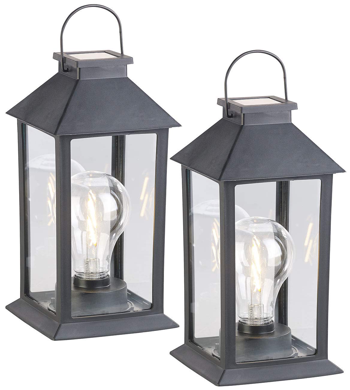 Lunartec Solar-Laterne LED warmweiß 2er-Set IP44