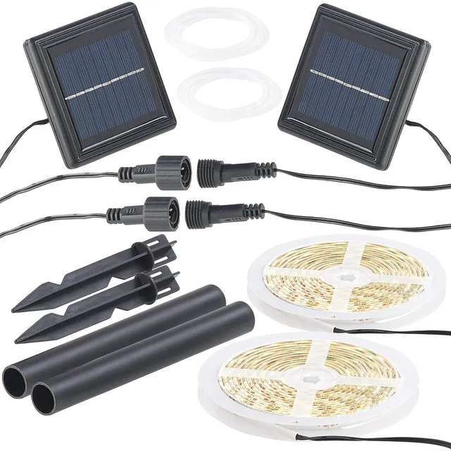 Lunartec Licht-Dekoration Solar-LED-Streifen warmweiß 2er-Set IP65