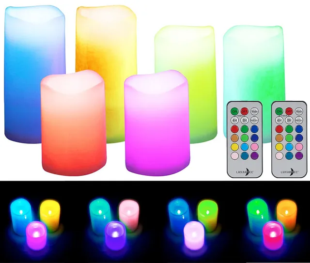 Lunartec Licht-Dekoration RGB LED-Kerzen 6er-Set bunt mit Timer
