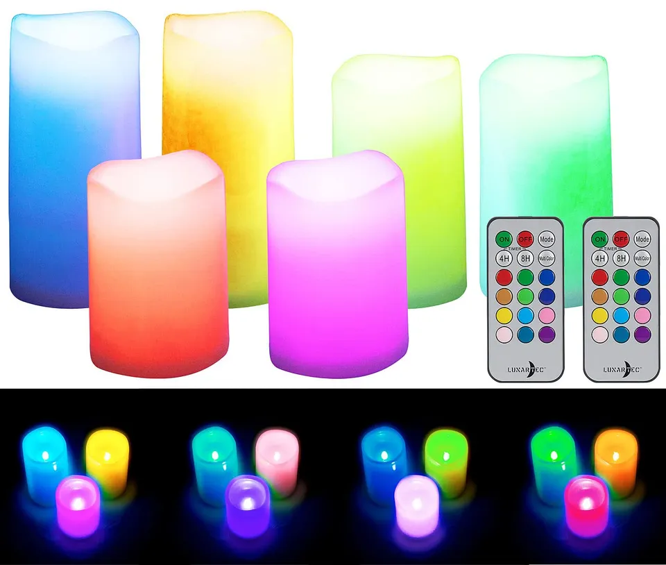 Lunartec Licht-Dekoration RGB LED-Kerzen 6er-Set bunt mit Timer