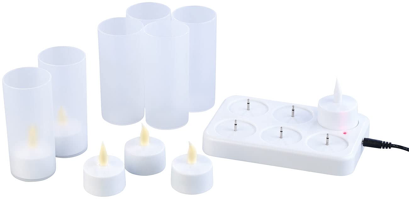 Lunartec Licht-Dekoration Akku-LED-Teelichter 6er-Set warmweiß