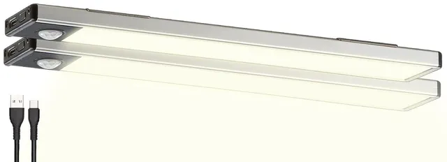 Lunartec Innenbeleuchtung LED-Lichtleiste warmweiß 2er-Set mit Sensor