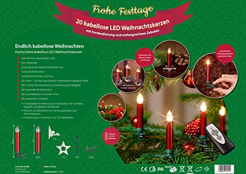 Bonetti Wireless Christmas Candles LED 20er Rot warmweiß