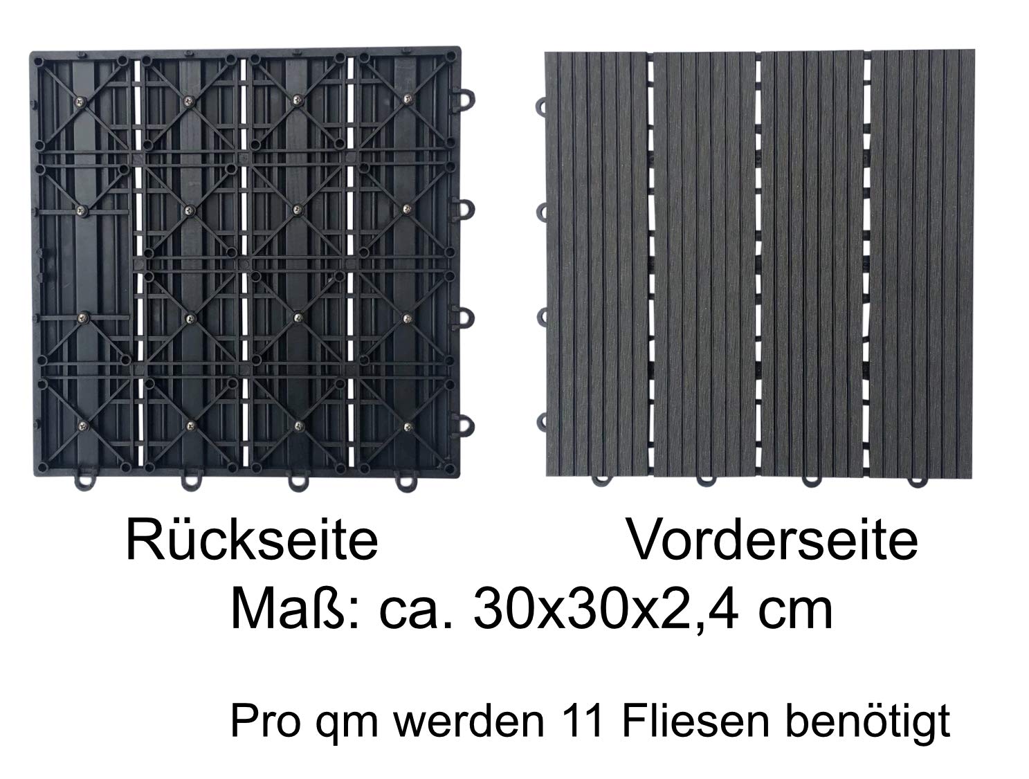 Bonetti WPC-Fliesen grau 30x30cm 11 Stück Terrassenfliese
